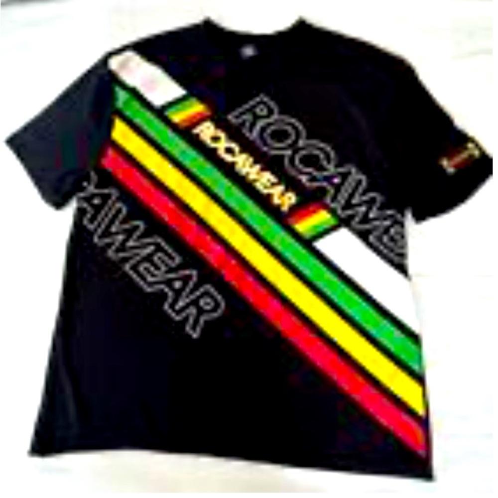 Oversized ROCAWEAR Red / Gold / Green Casual Streetwear Men's T-Shirt 5X
